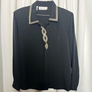 Kathy Che black blouse size 12 petite